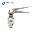 SS304/316L 3 or 4  Position Pull Handle Sanitary Butterfly Valve with Clamp Ends